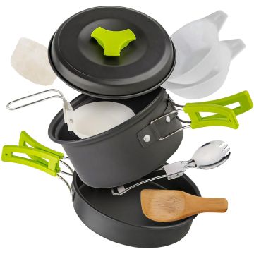 KIT DE UTENSILIOS DE COCINA PARA CAMPISMO IDEAL PARA 1 A 2 PERSONAS 