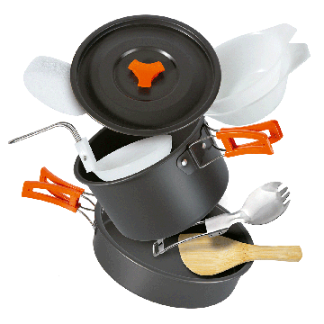 KIT DE UTENSILIOS DE COCINA PARA CAMPING IDEAL PARA 3 A 4 PERSONAS 