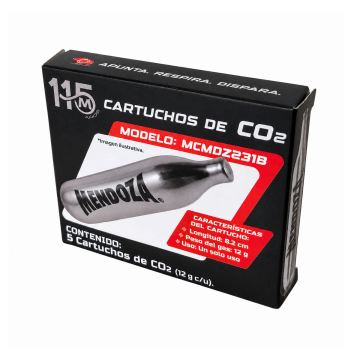 Caja con 5 Cartuchos de CO₂ de 12 g cada uno.