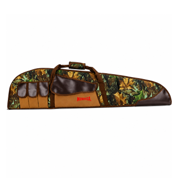 FUNDA PARA RIFLE DEPORTIVO DE 54" CAMUFLAJE CON BOLSAS EXTERIORES TIPO PIEL 