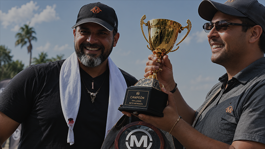 Ganador del Reto Mendoza recibiendo su trofeo